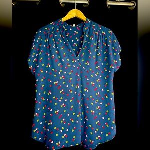 Blue shirt sleeve blouse